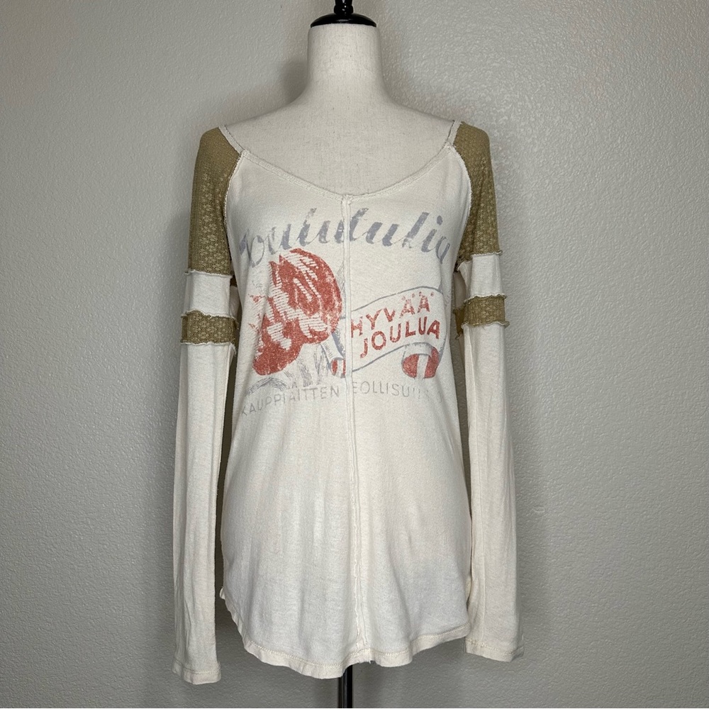 Free People Hyvaa Joulua (Good Christmas) V-neck Long Sleeves Top